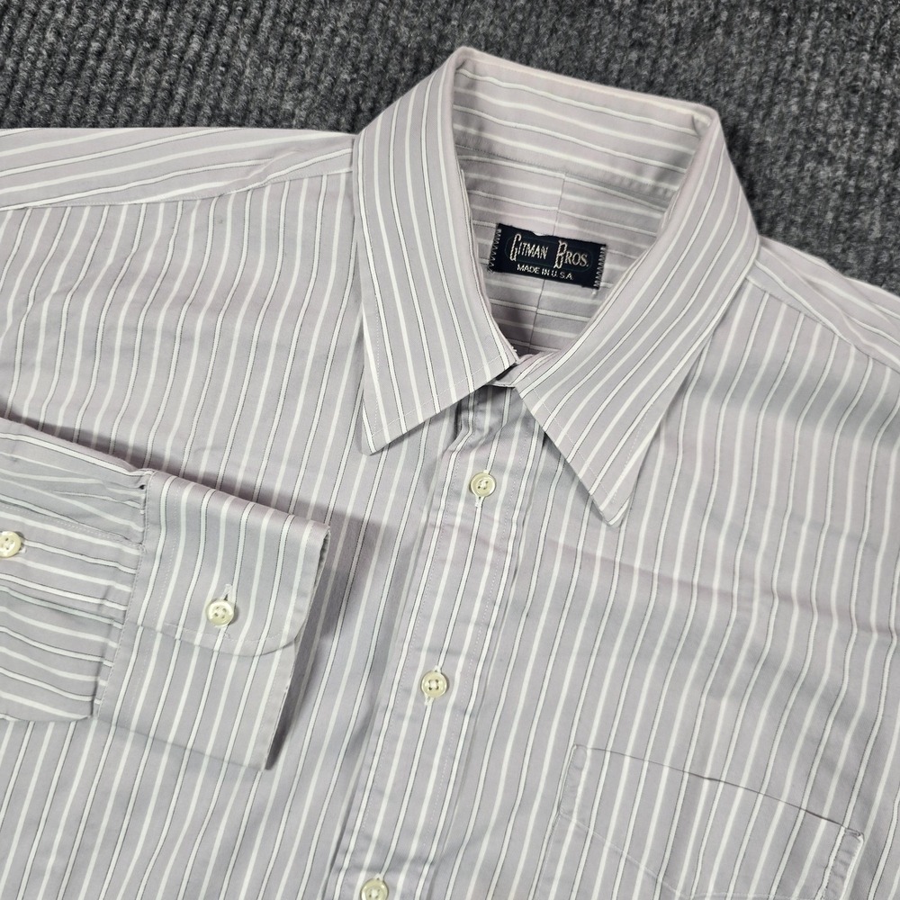 Gitman Bros. Shirt Mens 16.5 33 Gray Stripe Long Sleeve Button Up Cotton USA